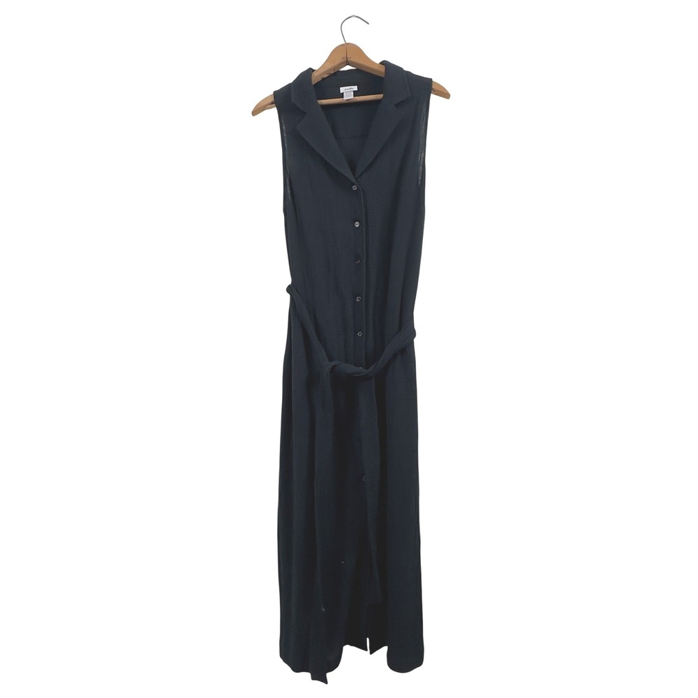Andie Sleeveless Maxi Dress Black Cotton Gauze - Small